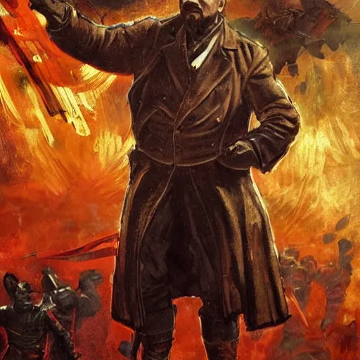 Image similar to lenin in mortal kombat mk 1 1 video game splash screen concept art very very detailed by hans dragan bibin thoma greg rutkowski ismail inceoglu