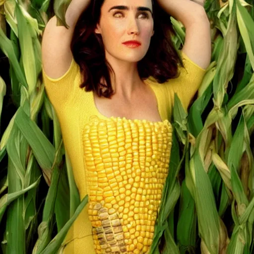 Image similar to jennifer connelly as a corn on the cob