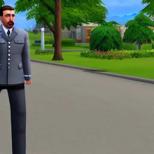 Image similar to a screenshot of hitler in the sims 4