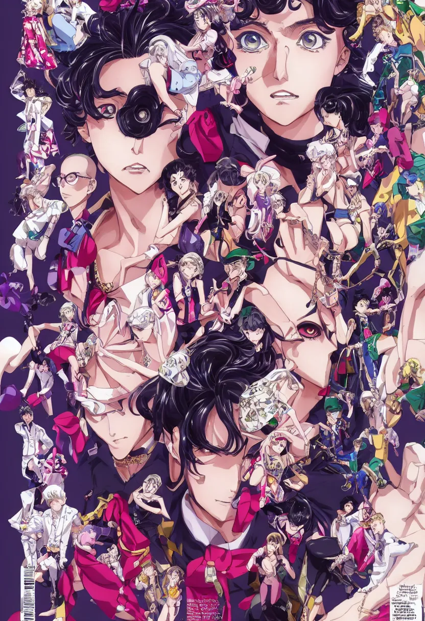 Image similar to Magazine Cover Anime key visual of a Gucci girl; official media; typography; drawn by Hirohiko Araki; Jojo's Bizarre Adventure; Jojolion, portrait, made by Stanley Artgerm Lau, WLOP, Rossdraws, James Jean, Andrei Riabovitchev, Marc Simonetti, Yoshitaka Amano, ArtStation