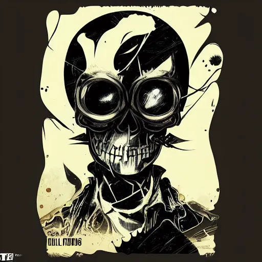 Prompt: delirium anime skull face portrait by petros afshar, tom whalen, laurie greasley, war face by greg rutkowski