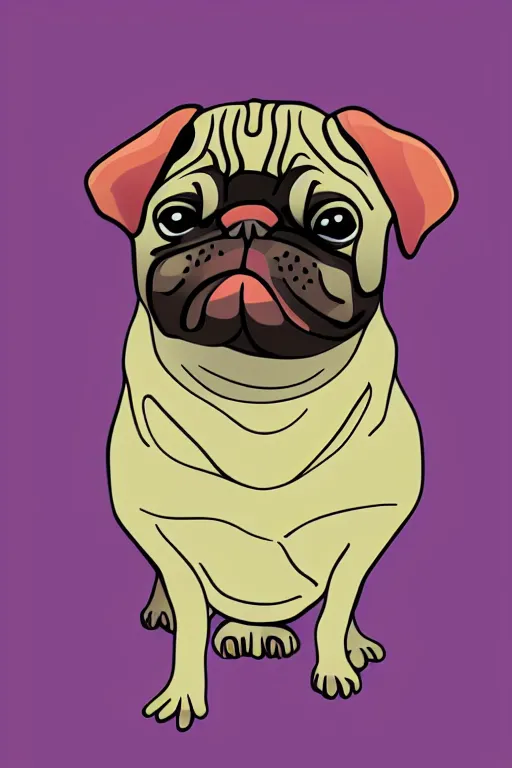 Image similar to portrait of a flower pug, art by milka oxana, sticker, colorful, illustration, highly detailed, simple, smooth and clean vector curves, no jagged lines, vector art, smooth