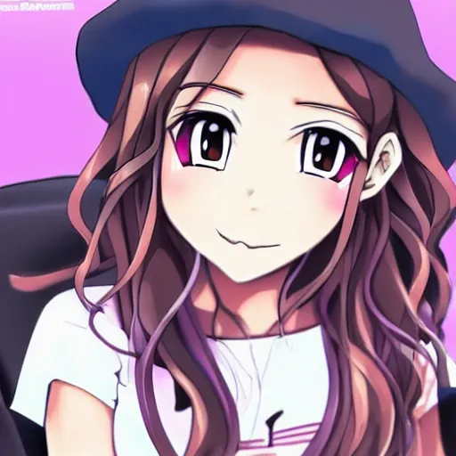 Prompt: pokimane in the style of anime