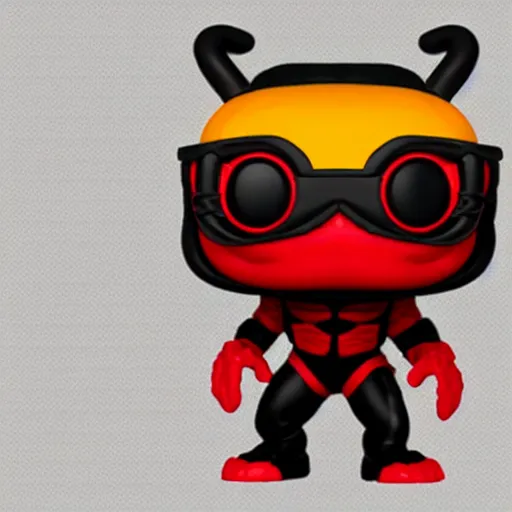 Image similar to Bumble Bee Funko Pop in crimson-black color scheme