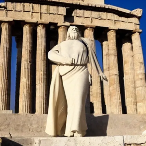 Image similar to statue of sanders in greece ancient style