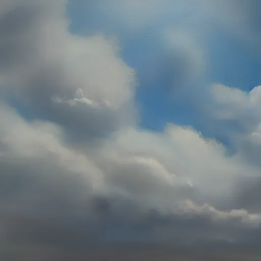 Image similar to clouds, oil painting, volumetric, cinematic lighting, very detailed