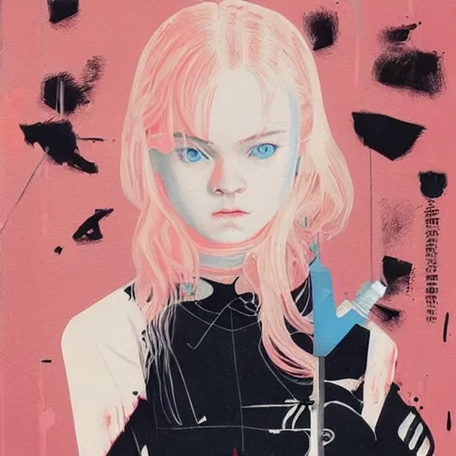 Image similar to Elle Fanning in Kill Bill picture by Sachin Teng, asymmetrical, dark vibes, Realistic Painting , Organic painting, Matte Painting, geometric shapes, hard edges, graffiti, street art:2 by Sachin Teng:4