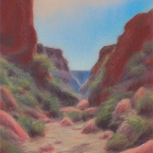 Prompt: landscape lava into grand canyon, pastel artwork