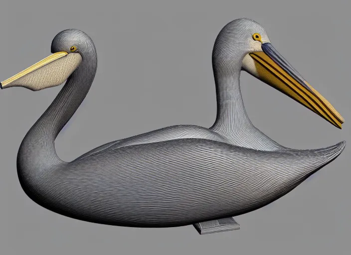 Image similar to 3d model of pelican, 8k, detailed, realistic