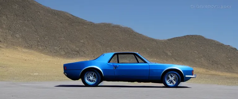 Image similar to denim blue audi camaro b 1 ( 1 9 6 7 ), establishing shot