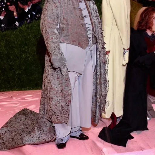 Image similar to photo of benjamin franklin at the met gala