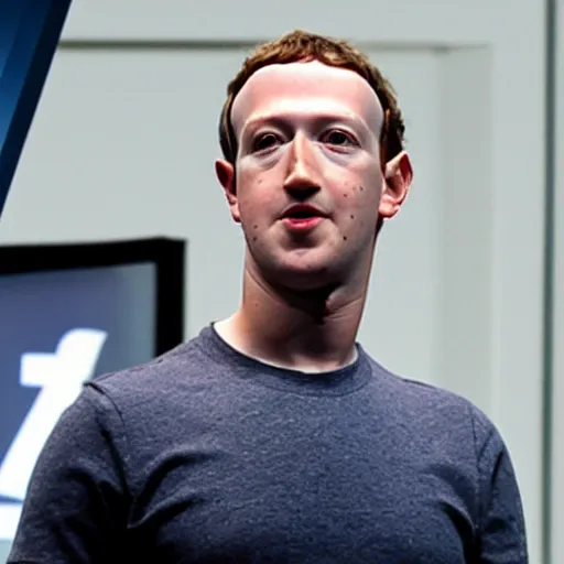 Image similar to mark zuckerberg taking off his human disguise