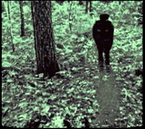 Prompt: grainy trailcam footage of the swag demon