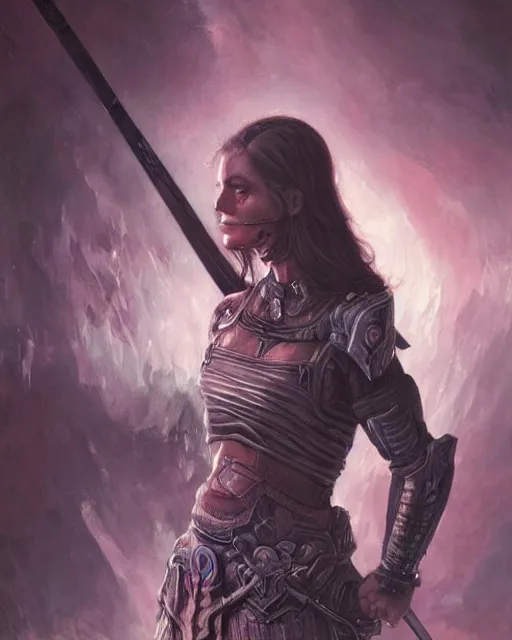 Image similar to a portrait of a strong female warrior by Ross Tran and Thomas Cole and Wayne Barlowe