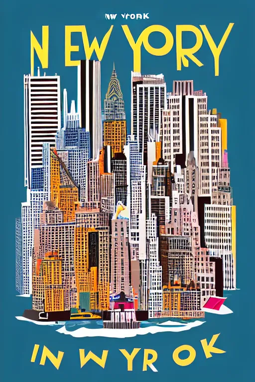 Image similar to new york, illustration, in the style of katinka reinke