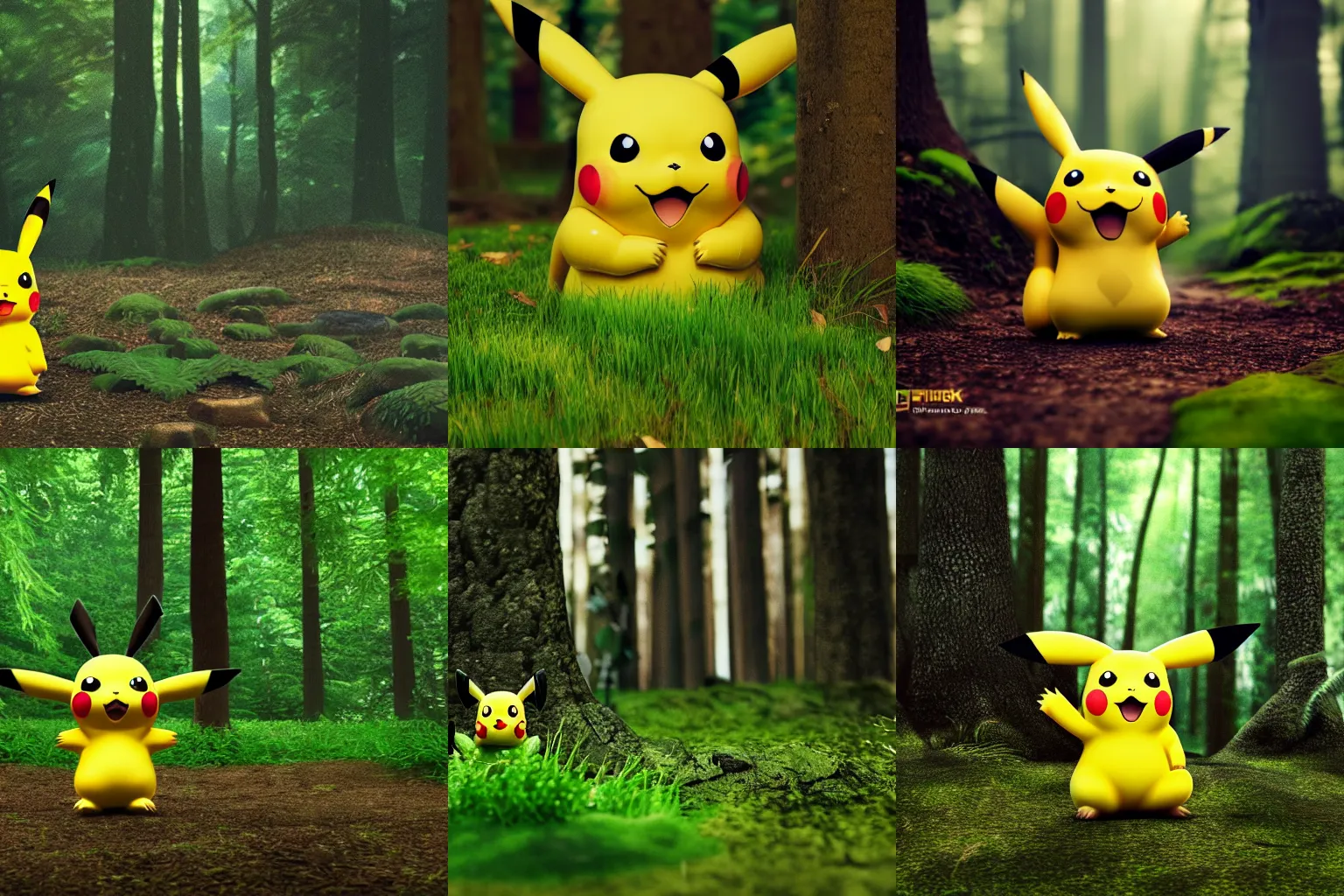 Prompt: Pikachu in a forest, octane render, 4K