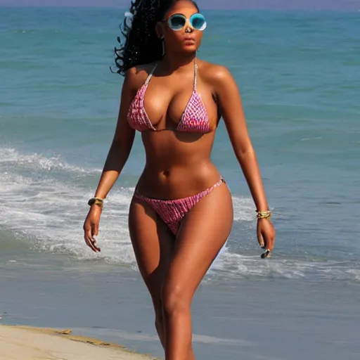 Image similar to nicki minaj goes to the beach