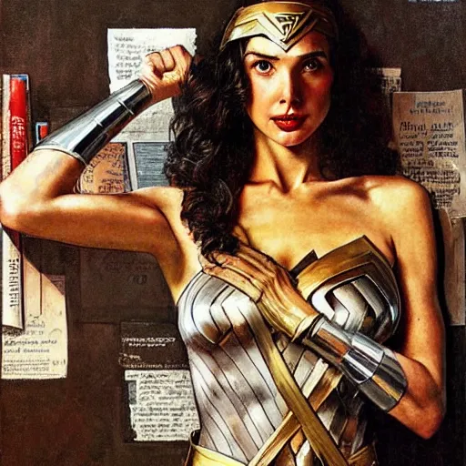 Prompt: gal gadot painted by norman rockwell
