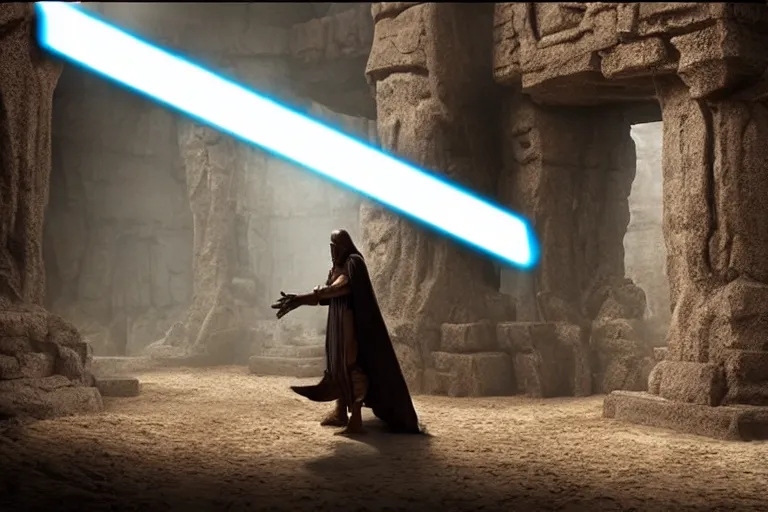 Image similar to vfx movie closeup jedi vs sith couple dual interior dark temple by emmanuel lubezki