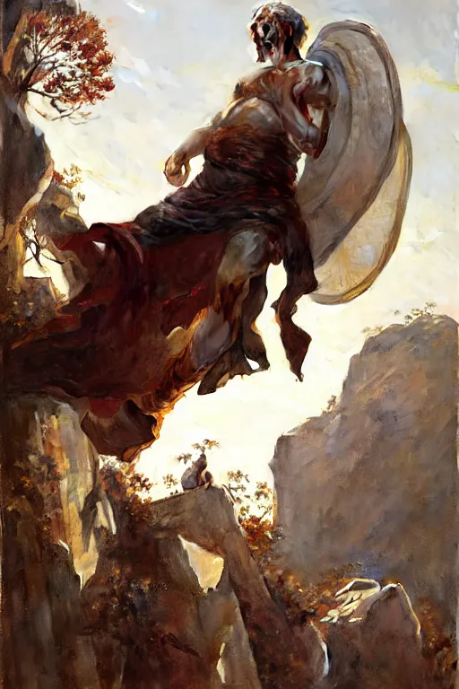 Image similar to ancient roman steve buscemi ascending wearing the civic crown while he levitates and hovers above the ground glowing with power small rocks and pebbles begin lifting off the ground around him, art by anders zorn, wonderful masterpiece by greg rutkowski, beautiful cinematic light, american romanticism by greg manchess, jessica rossier