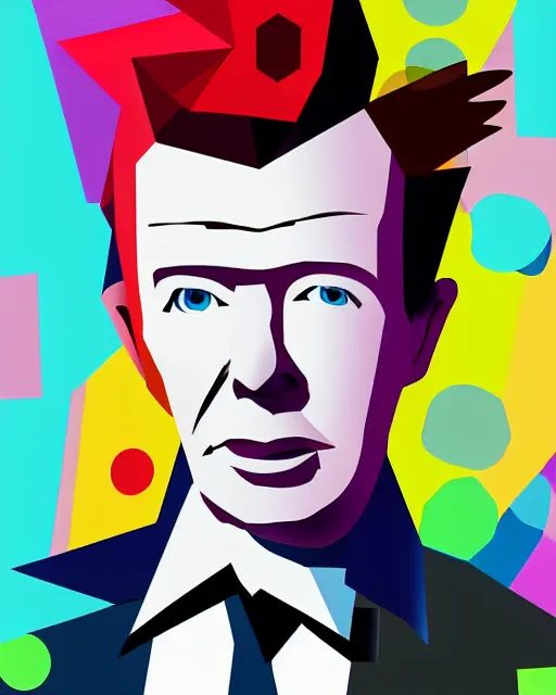 Image similar to cubist portrait of rick astley cutout digital illustration cartoon colorful beeple vector art