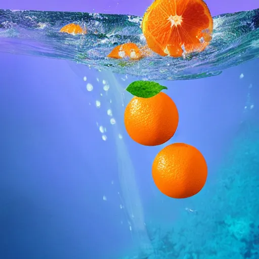 Prompt: 🍊 fruit, splash underwater! photoshop edit, golden ratio