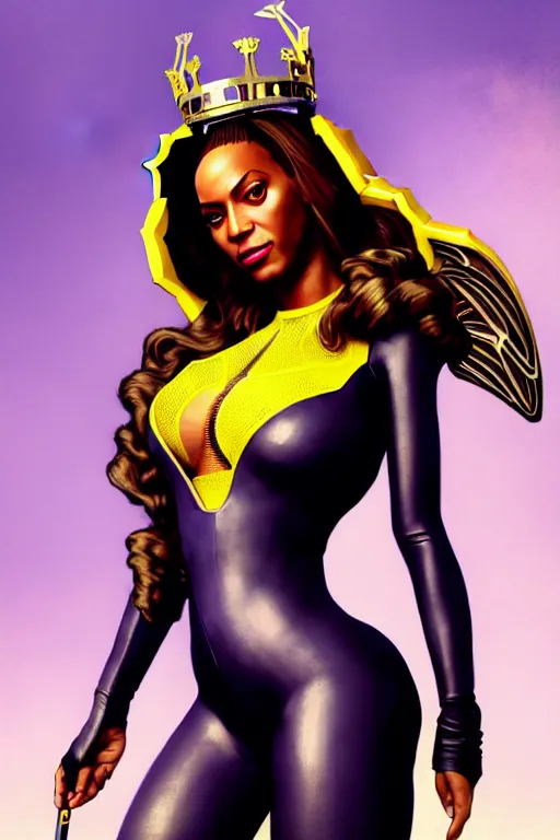 Prompt: gta 5 queen bee beyonce profile picture by greg rutkowski, cybernetic wings, dynamic pose, intricate, futuristic, fantasy, elegant, by stanley artgerm lau, greg rutkowski, thomas kindkade, alphonse mucha, loish, norman rockwell, fantasy lut, asymmetric, long hair, retro computer graphics, video game, fluid lines,