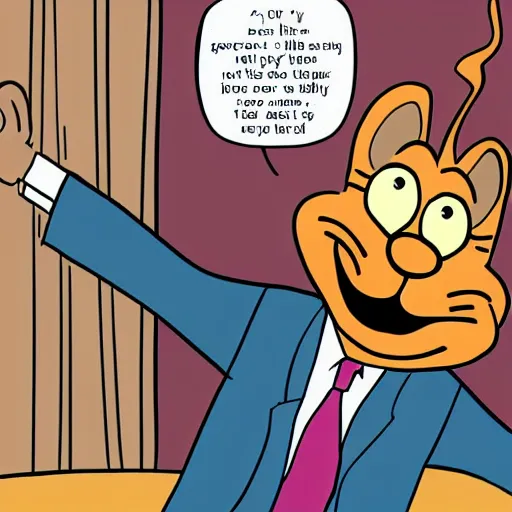 Prompt: garfield hanging out with jon stewart in the cartoon style of the new yorker