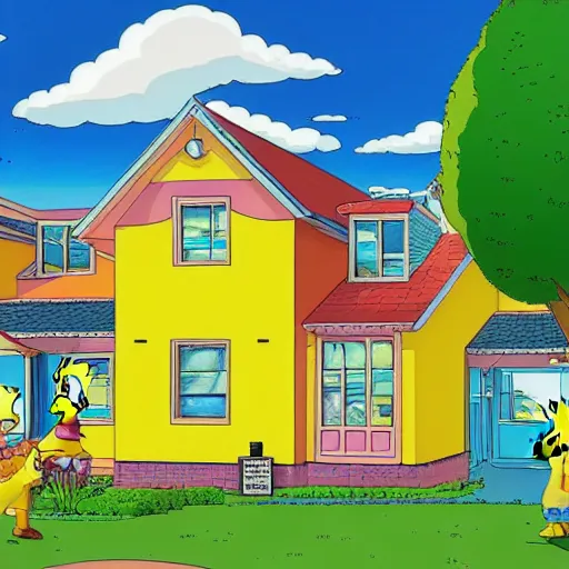 Image similar to realistic render of the simpsons house indoor, XF IQ4, 150MP, 50mm, f/1.4, ISO 200, 1/160s, natural light, Adobe Photoshop, Adobe Lightroom, DxO Photolab, Corel PaintShop Pro, rule of thirds, symmetrical balance, depth layering, polarizing filter, Sense of Depth, AI enhanced