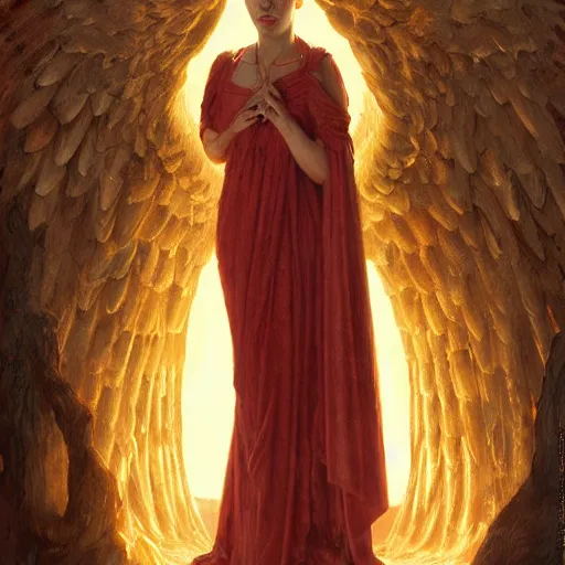 Prompt: scarlet johanson as an angel standing in the front of gates of hell. angel is draped with bones. digital painting. art station. mood lighting. skindness, highly detailed, concept art, intricate, sharp focus, einar jonsson and bouguereau - h 1 2 0 0