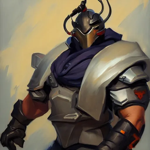 Image similar to greg manchess portrait painting of master shredder as overwatch character, medium shot, asymmetrical, profile picture, organic painting, sunny day, matte painting, bold shapes, hard edges, street art, trending on artstation, by huang guangjian and gil elvgren and sachin teng