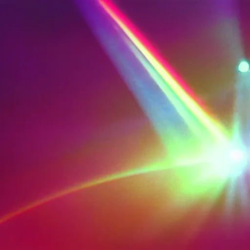 Prompt: a translucent ethereal point of light, rainbow spectrum, lens flare, black background, vfx, 3 5 mm, vhs