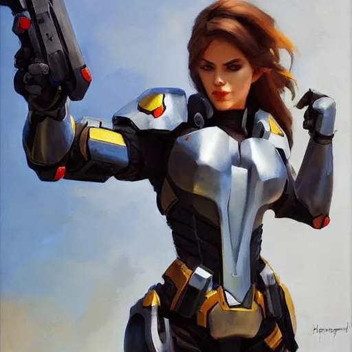 Image similar to greg manchess portrait painting of light armored black widow as overwatch character, medium shot, asymmetrical, profile picture, organic painting, sunny day, matte painting, bold shapes, hard edges, street art, trending on artstation, by huang guangjian and gil elvgren and sachin teng