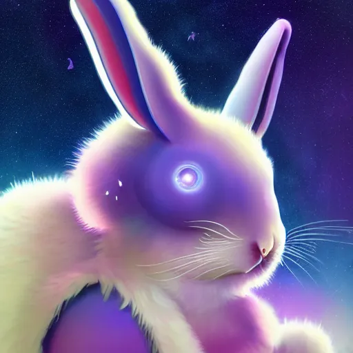 Prompt: a cute galactic alien bunny, digital art, extremely detailed 4k