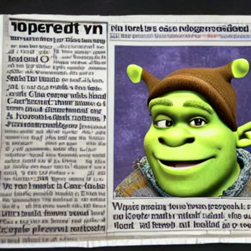 Image similar to newspaper article shrek arrested drug possession