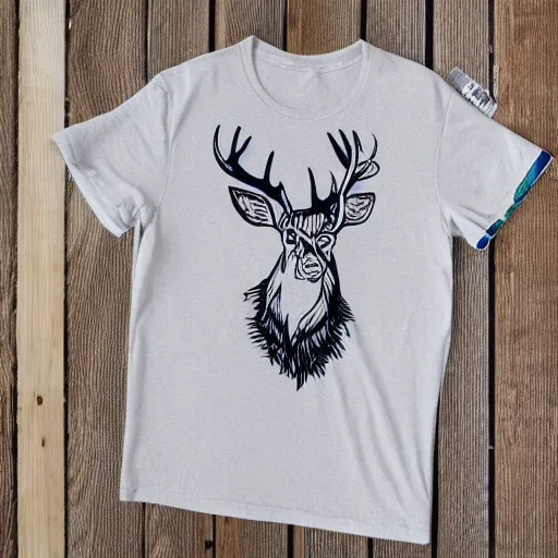Prompt: mystic deer line art, graphic tees
