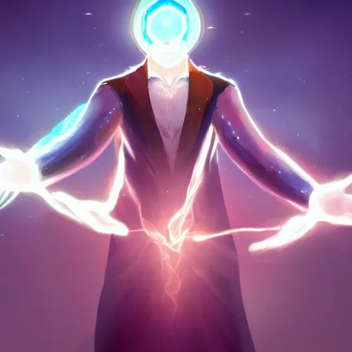 Image similar to a powerful psychic guy emitting psychic powers, highly detailed, digital painting, artstation, concept art, soft light, sharp focus, illustration