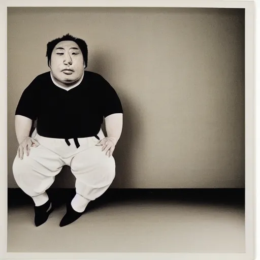 Image similar to a portrait of an overweight lionel messi by nobuyoshi araki