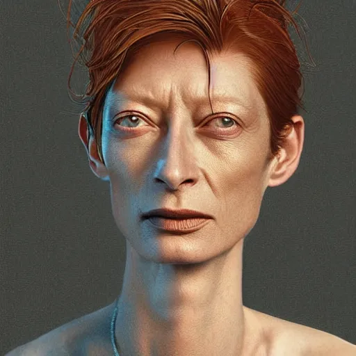 Image similar to hyperdetailed portrait of androgynous tilda swinton as desire of the endless, the sandman, made by caravaggio stanley artgerm lau wlop rossdraws artstation cgsociety concept art cgsociety octane render