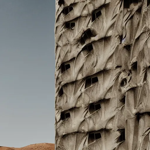 Image similar to a building facade in the desert, surreal, liminal,