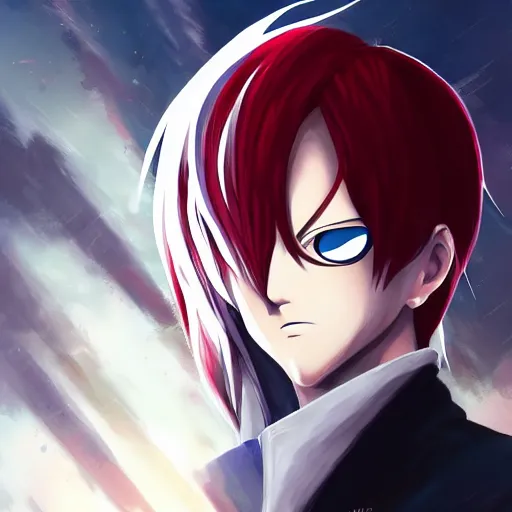 Image similar to portrait of shoto todoroki, anime fantasy illustration by tomoyuki yamasaki, kyoto studio, madhouse, ufotable, trending on artstation