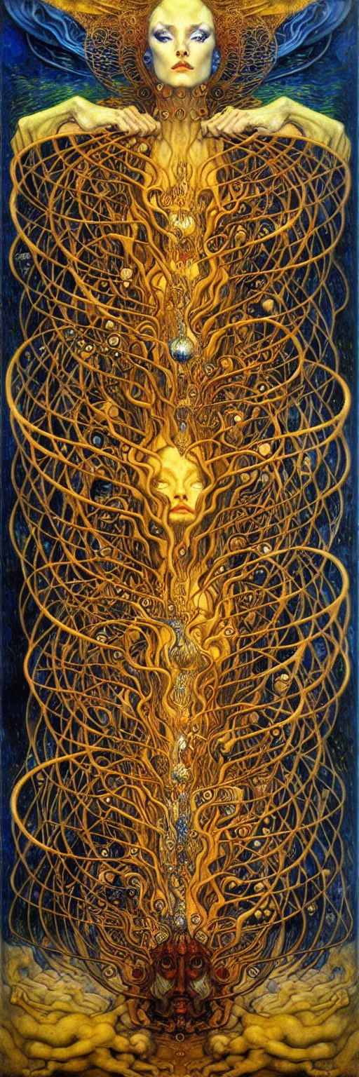 Image similar to Divine Chaos Engine by Karol Bak, Jean Delville, William Blake, Gustav Klimt, and Vincent Van Gogh, symbolist, visionary