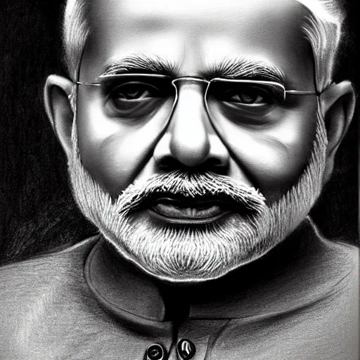 Image similar to detailed pencil sketch, narendra modi