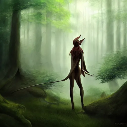 Image similar to a picture of a forest elf, high fantasy, elegant, epic, detailed, intricate, digital painting, concept art, realistic, smooth, focus, rim light,