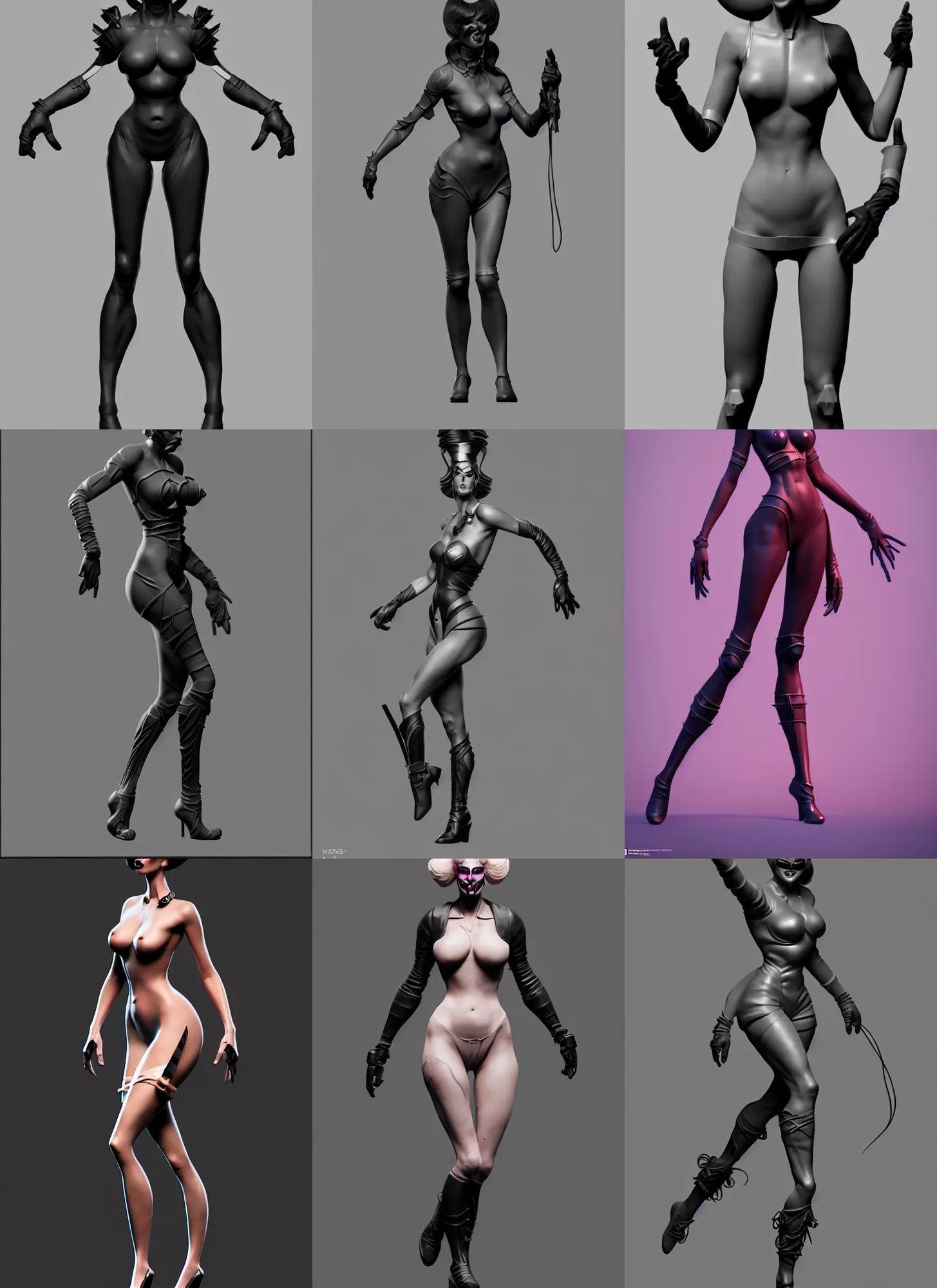 Prompt: digital zbrush concept art by morello, simon dubuc, chase stone and illustrator of riot games. just one lonely black tape project show attctive showgirl!! full body!! future head set. contour light effect!! 8 k. stage light. octane render. sharp edge. ultra clear detailed