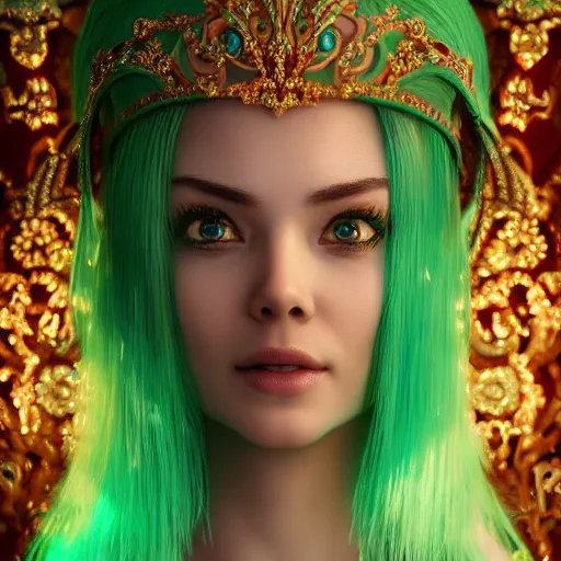 Image similar to wonderful princess of emerald with fair skin, ornate 8 k gorgeous intricate detailed, accent lighting, dramatic light, octane render