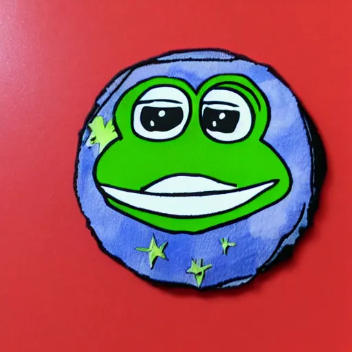 Prompt: pepe the frog walking on the moon ultra realistic