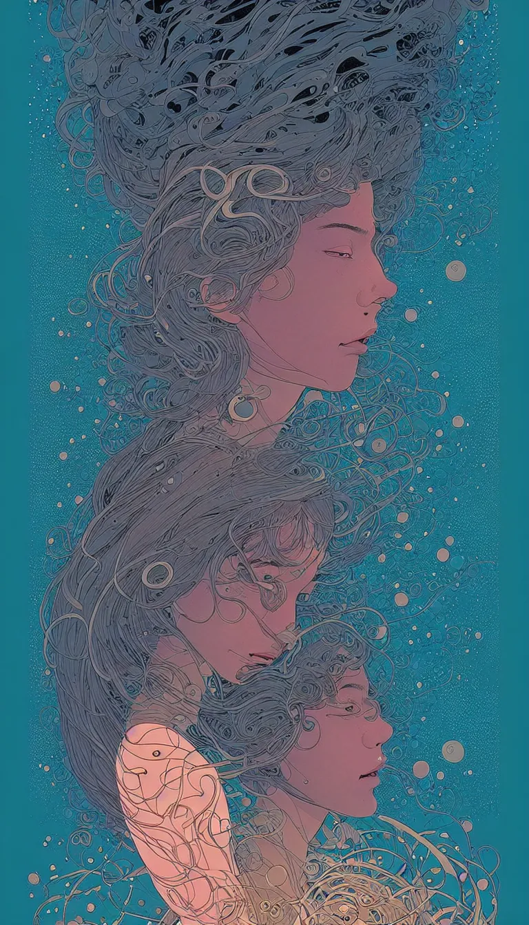 Image similar to beautiful woman by moebius, victo ngai, josan gonzalez, kilian eng