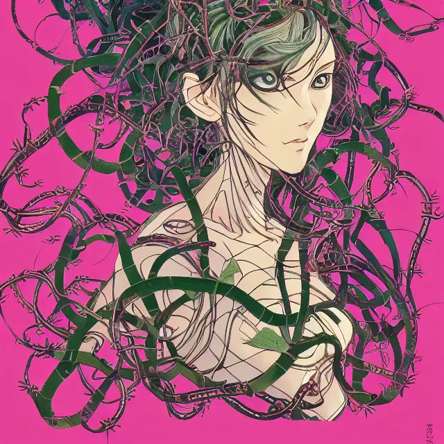 Image similar to the princess made of clockwork and vines. this gouache painting by the award - winning mangaka has interesting color contrasts, plenty of details and impeccable lighting.