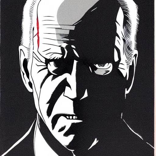 Image similar to Joe Biden looking sinister, by Tsutomu Nihei, highly detailed